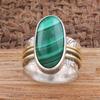 Серебряное кольцо 925 пробы, кольцо с большим овальным драгоценным камнем малахитом, двухцветное кольцо, уникальное кольцо, подарок для нее, эффектное кольцо, серебряные украшения-подвески, кольцо ручной работы
