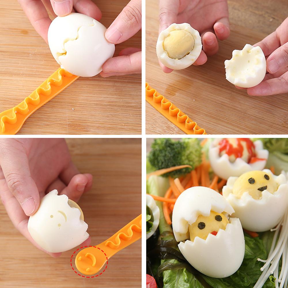 2 Pcs Fancy Cooked Eggs Cutter Household Boiled Eggs Creative Tools Bento Cut Flower Shaper