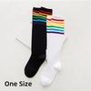 Women Knee Over Thigh High Rainbow Stripe Long Hosiery Stocking Football Socks