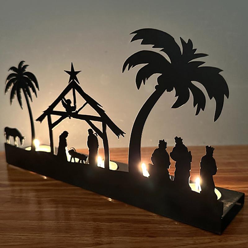 Железный художественный подсвечник для сцены рождения, рождественский подсвечник для сцены дня рождения