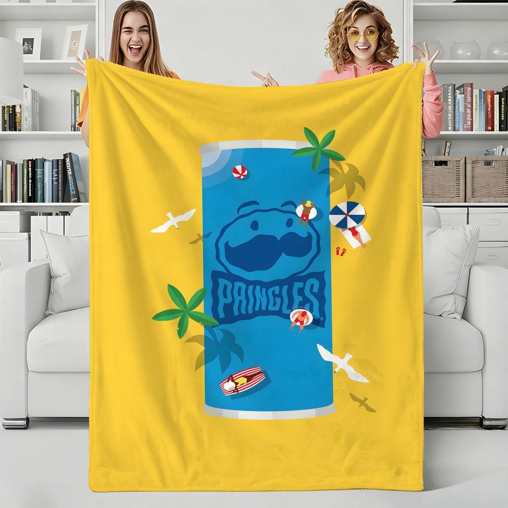 Snack P-Pringles Throw Flannel Blanket Perfect for Sofa Office Bed Travel Sleep Read Relax Camping four season use