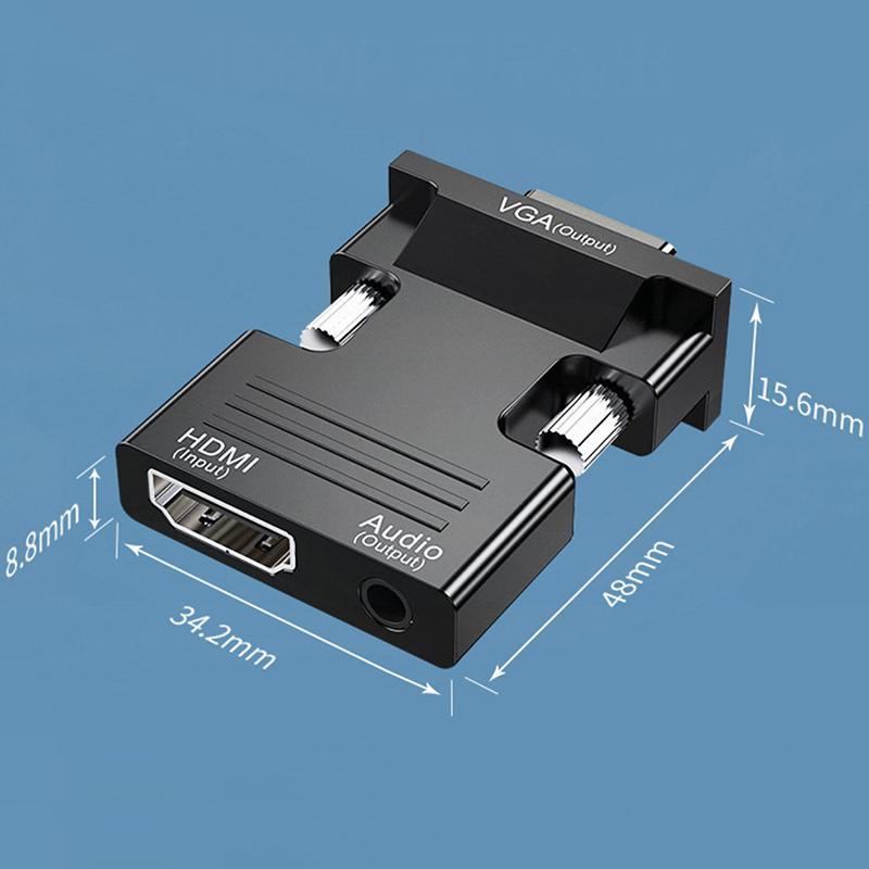 Совместимый с HDMI конвертер Female to VGA Male с аудиоадаптером, поддерживающим 1080P