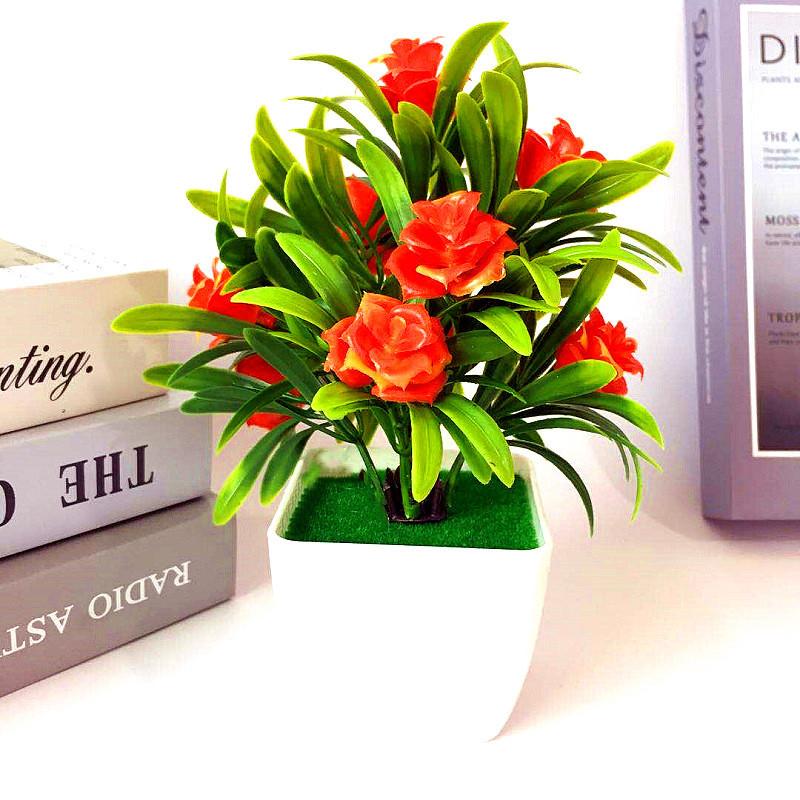 Realistic Faux Lily And Rose Mini Potted Plants With Colorful Blooms For Indoor Use