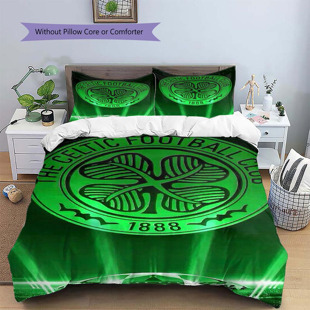 Celtic Football Club Pattern Bedding,Quilt Set Quilt Cover Pillowcase Home Birthday Gift(1 * duvet cover + 2 * pillowcase, without core)