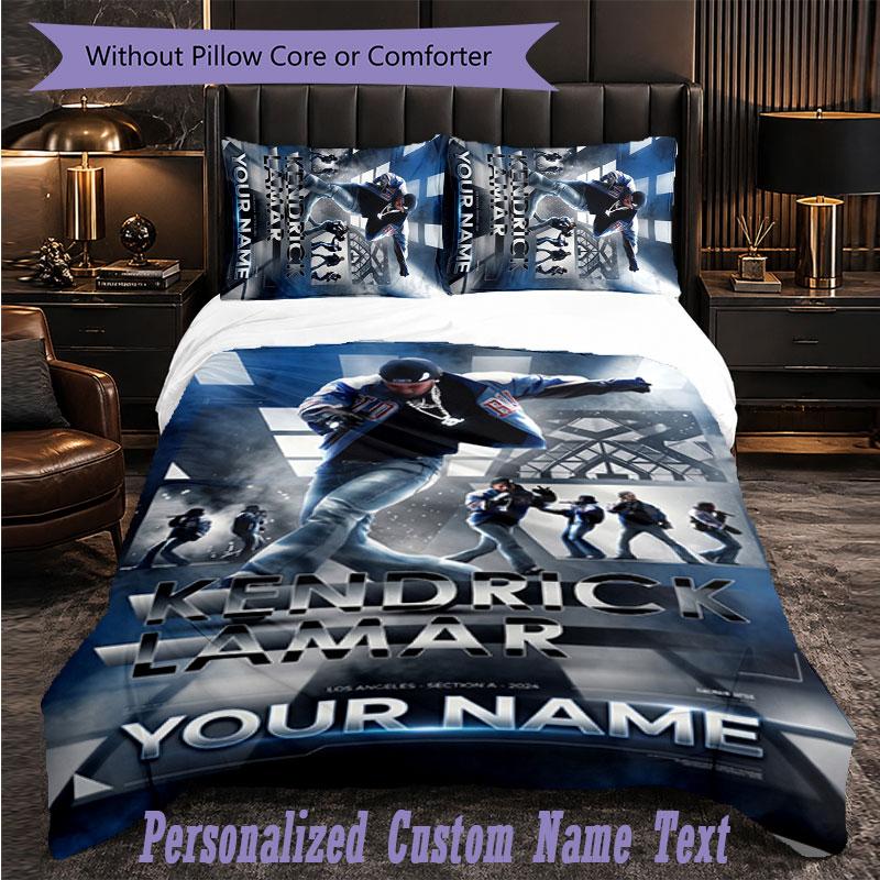 Personalized 3Pcs Bedding SetKendrick Lamar Custom Text Duvet Cover Pillowcase Set Bedroom Gift