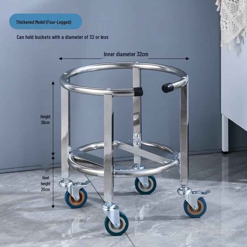 Wheeled Stainless Steel Soup Bucket Cart