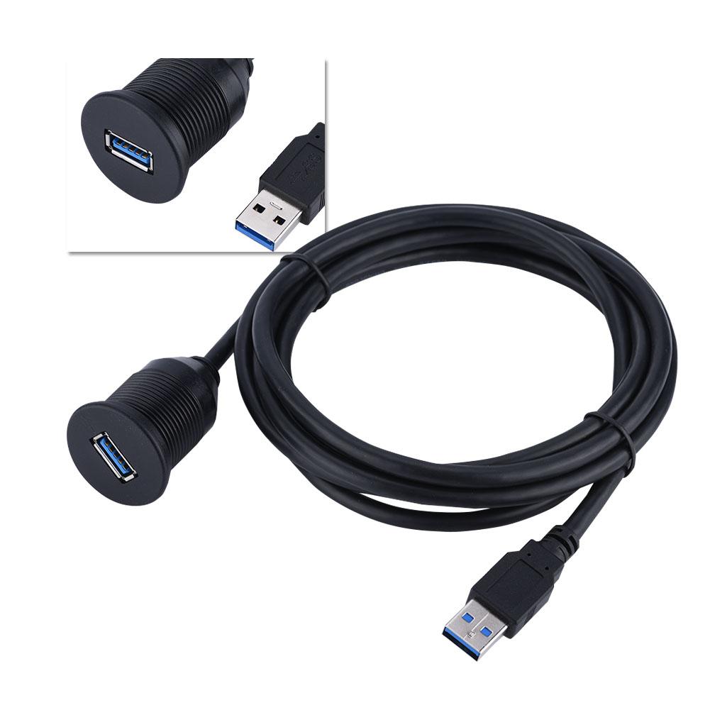 USB 3.0 Mount CableUSB Extension Flush, Dash, Panel Mount Cable, for Car, Boat, Motorcycle (1M)