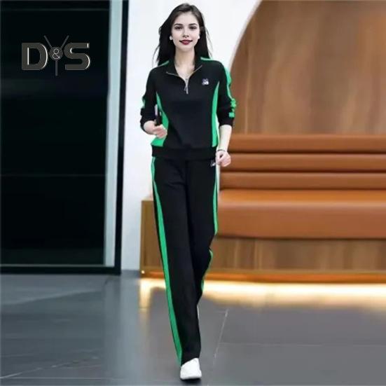 2 шт./компл. комплект женской спортивной одежды с длинными рукавами, соответствующие цветам, толстовка с воротником-стойкой и эластичной резинкой на талии, широкие брюки, спортивная одежда, повседневная одежда