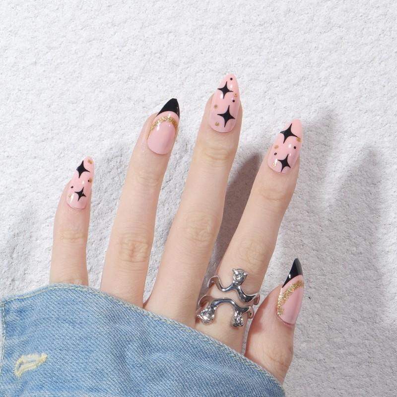 Pre-made Press-On Nails With Gradient Line Design Minimalist INS Style False Nail Tips Women