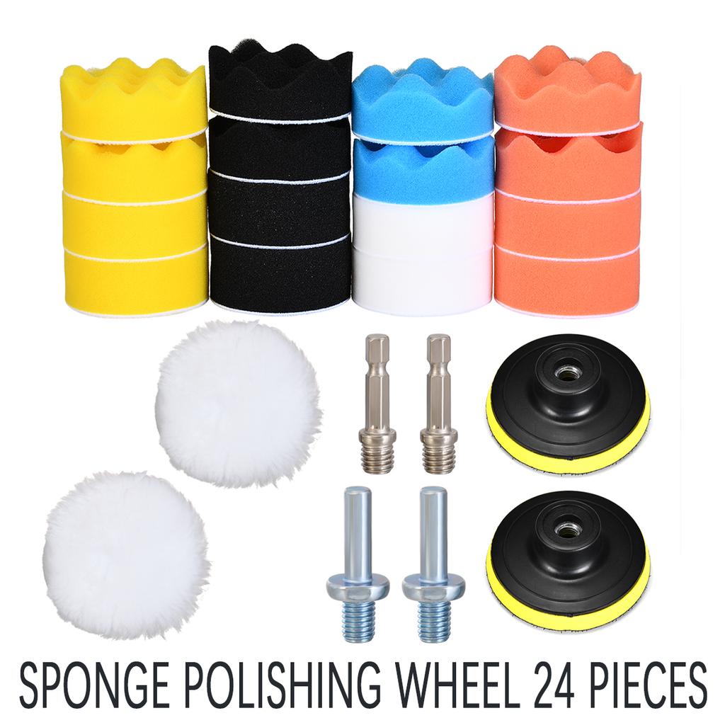 Полировальная губка для полировки 80 мм 24 шт. Полировальная губка с шестигранным валом для электрической полировальной машины, ударной дрели, полировальный шуруповерт P