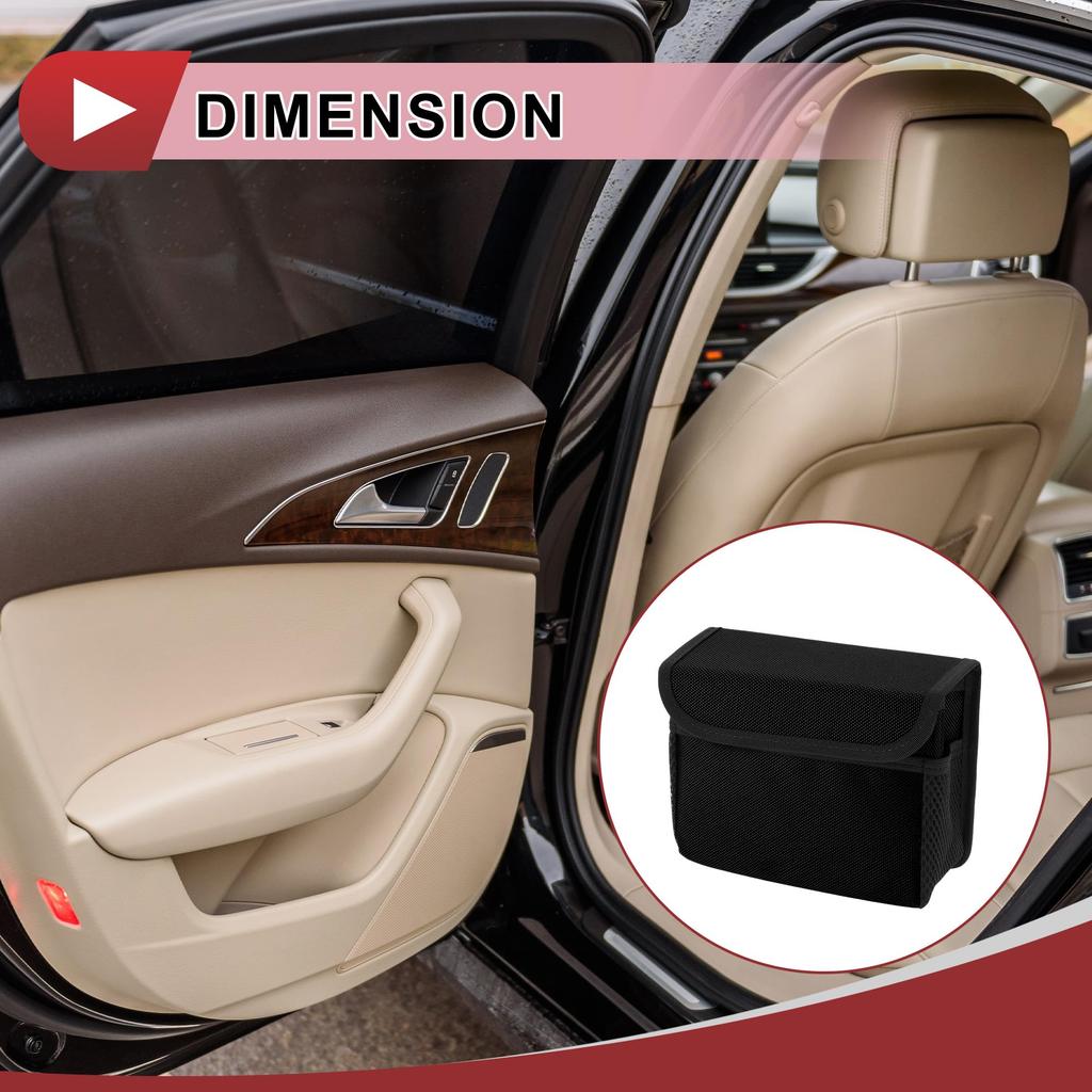 HEROFFIX Car Trash Foldable Portable Trash Black Oxford Cloth 1-Piece Can, Can, 7.5" Long, 2.8" Wide, 5.5" High,