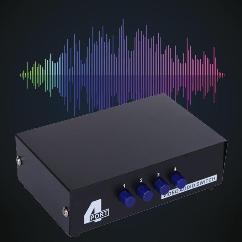 Портативный видеокоммутатор 4 входа 1 выход для видео и стерео аудио устройств L/R, совместимый с игровыми консолями и видеоприемниками