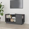 814406 vidaXL TV Cabinet Grey 80x35x40.5 Cm Solid Pine Wood
