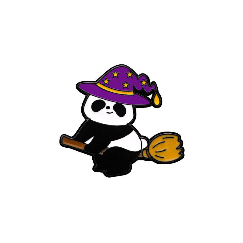 Halloween Cartoon Panda Enamel Brooch Pumpkin Head Witch Vampire Skull Pattern Alloy Badge Pin For Halloween Clothing Backpack Decoration