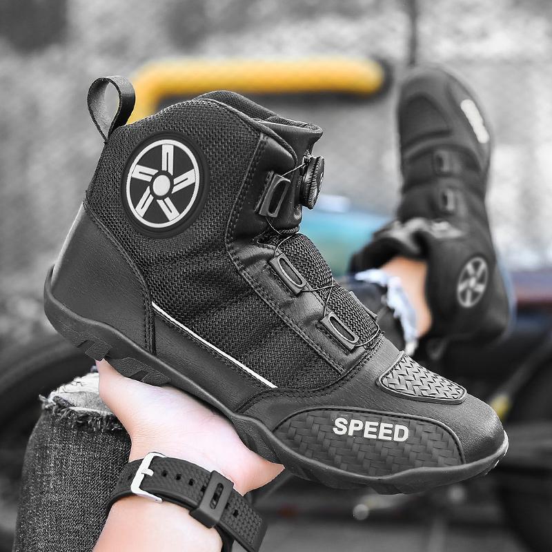 Мотоциклетные ботинки мужские кожаные защитные ботинки для мотокросса, водонепроницаемые нескользящие ботинки для мотокросса и горных гонок