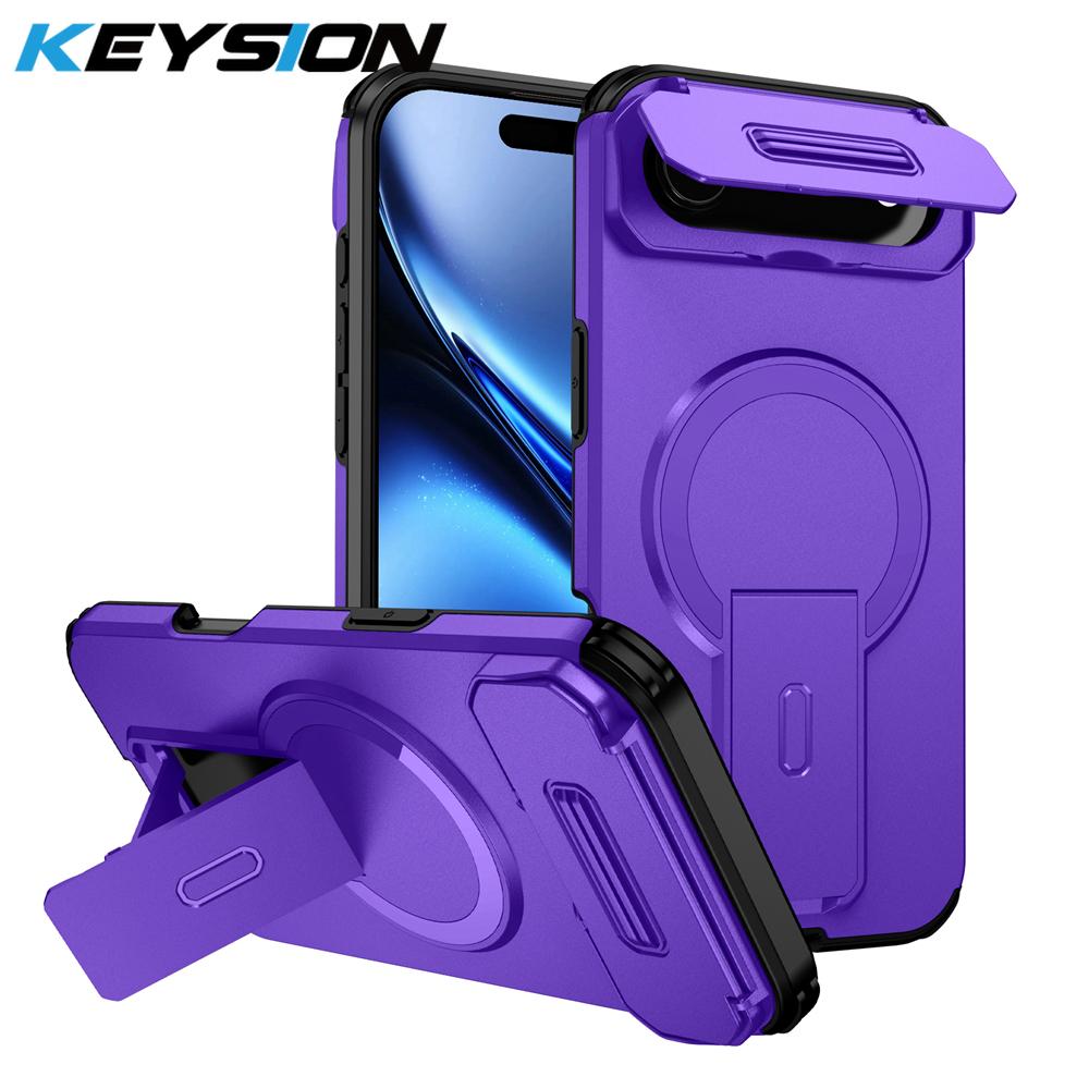 KEYSION Противоударный магнитный чехол для iPhone Air с защитой камеры-слайдера, подставкой и беспроводной зарядкой, чехол для телефона для iPhone 17 Air