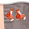 1 Pair Women Earrings Fox Shape Shiny Rhinestone Realistic Animal Shape Colorfast Exquisite Anti-rust Anti-allergy Women Ear Studs Ear