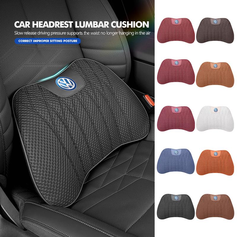 WET1 Car Headrest Lumbar Pillow Auto Neck Support Accessory For Volkswagen VW Scirocco Jetta Beetle Golf 4 5 6 Passat Polo B5