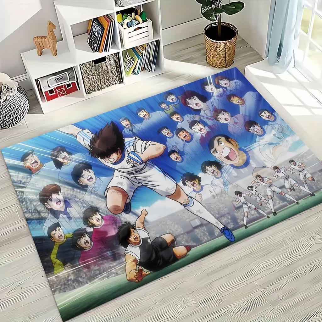 Cartoon Captain Ozora Tsubasa Football Rug for Bedroom Living Room Sofa Home Doormat Decor , Large Kids Play Non-slip Floor Mat