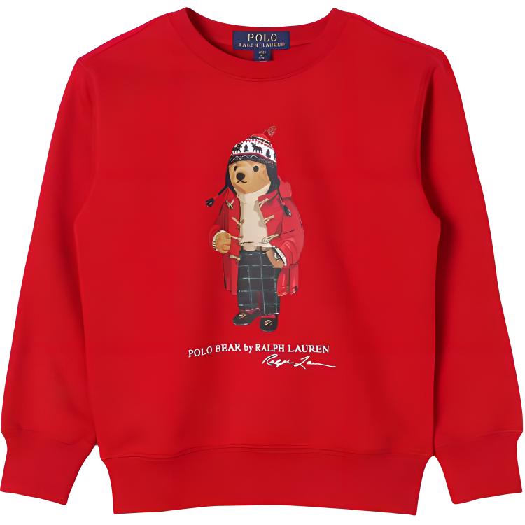 Polo Ralph Lauren Sweatshirt Kids Round Neck Pullover Slim Fit Long Sleeve Red Kids Sweatshirt 323960439-001