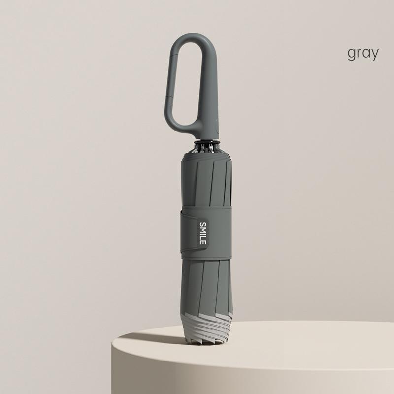 Обратный автоматический зонт с кольцевой пряжкой, устойчивый к шторму, утолщенный и усиленный ночной светоотражающий складной зонт