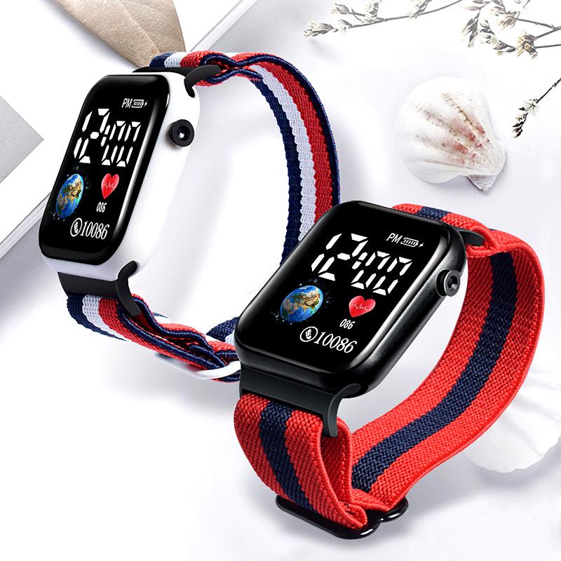Vogue Fashion Elastic Watch Band LED Электронные наручные часы Женские многоцветные ремешки для часов Браслет Повседневные новые цифровые часы Solo Loop Strap LED Watch