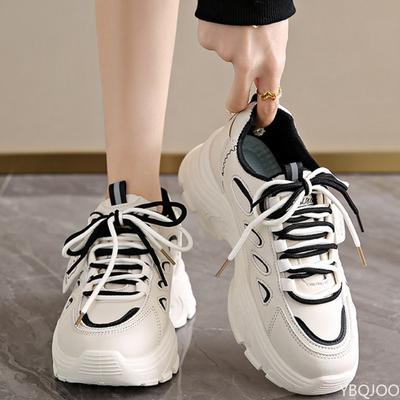 Модные осенние женские новые дышащие белые туфли женские универсальные спортивные туфли для отдыха на толстой подошве простые удобные туфли