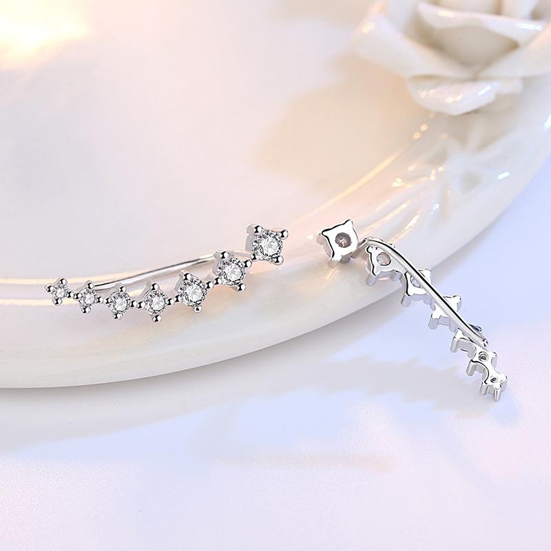 Personality Fashion Silver Ear Jewelry Four-Claw Seven-Star Zircon Students' Accessories French Ear Clip Female Fashion