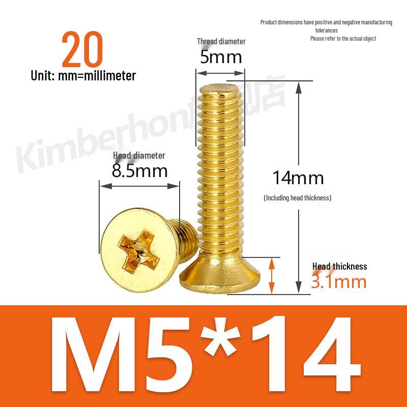 Машинные винты с потайной головкой под крестовый шлиц из меди, размеры M2–M4, длина 6/8/10/12 мм
