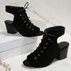 Fashion 2025 Summer New Fashion Lace Up Women's Peep Heeled Shoes Sexy Dress Party Shoes for Pumps