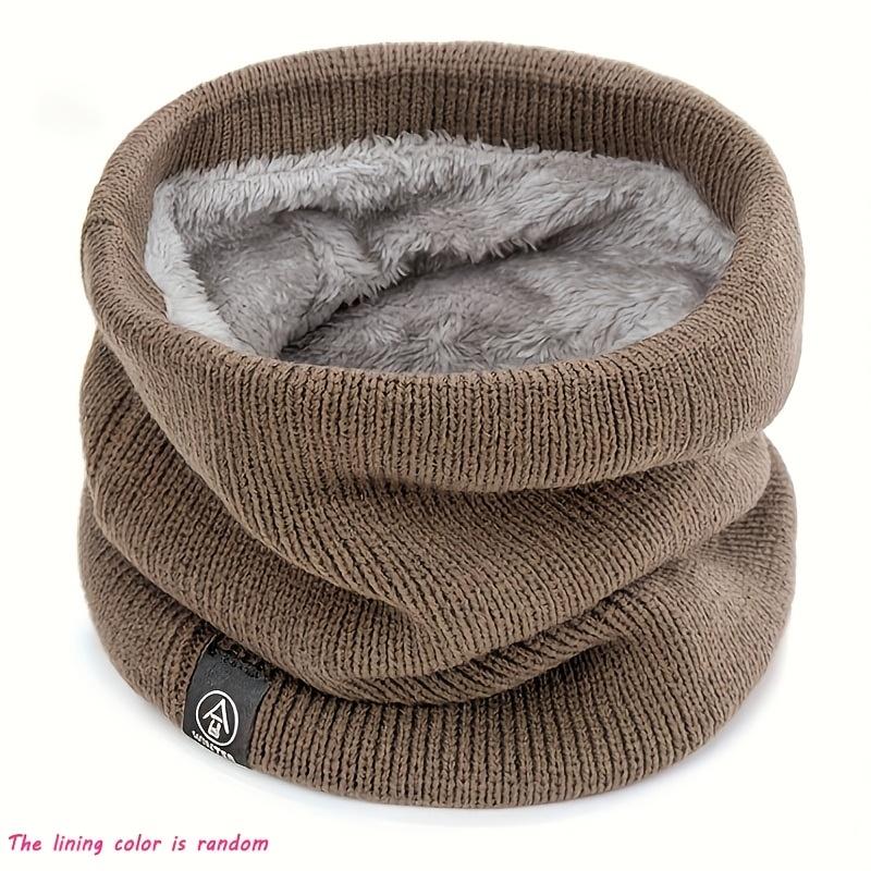 1PC Elegant Solid Color Polyester Scarf - with Velvet Lining - Retractable Knitted Neck - Warm