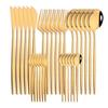 30pcs Gold Dinnerware Set Stainless Steel Dinner Knife Fork Coffee Spoon Teaspoon Flatware Dishwasher Safe Kitchen Tableware Set