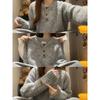 Plush button-up Henry collar knitted top women's autumn and winter temperament soft waxy shoulder sleeves loose sweater bottoming shirt
