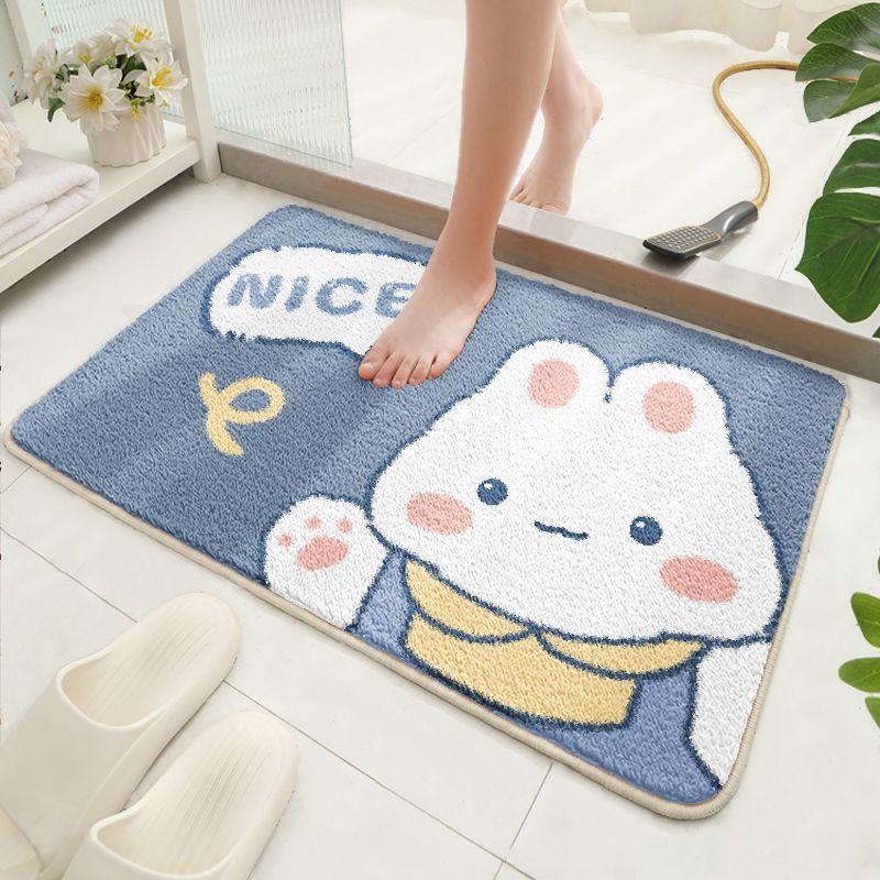 Bathroom Absorbent Floor Mat, Toilet Door Dirt-resistant Non-slip Foot Mat, Bathroom Carpet Cartoon Bedroom Household Floor Mat