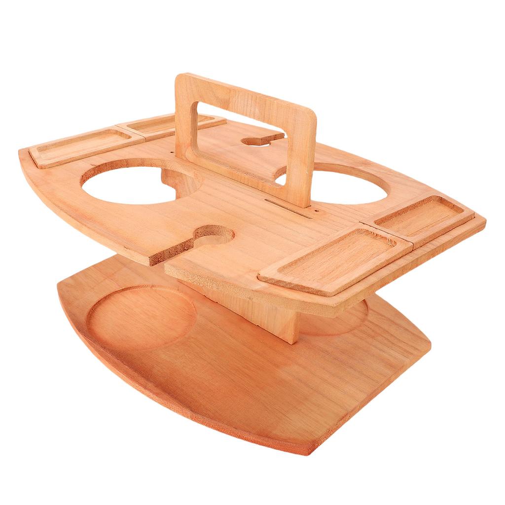 Wooden Picnic Table with Glass Holder Portable Wine Picnic Tray for Outdoor Easy To Disassemble