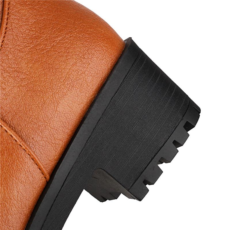 Women's Low-heeled Boots Autumn and Winter New European and American Thick-heeled Large-size Roman Medium Boots