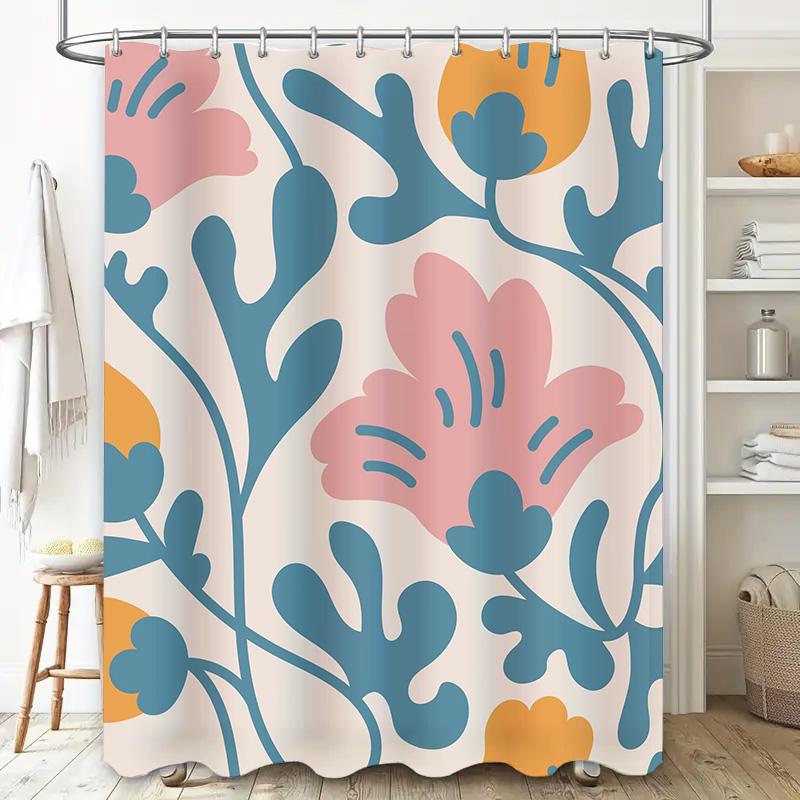 Современная шторка для душа с цветочным принтом, декоративная, водонепроницаемая, тканевая, для украшения дома, различных размеров! (