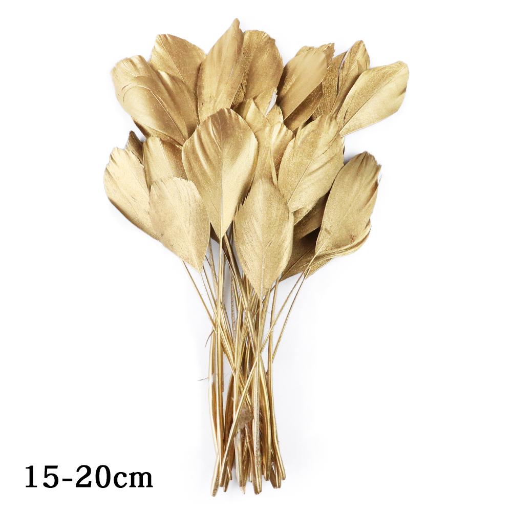 Natural Gold Dipped Feathers White Goose Plume for DIY Crafts Jewelry Making Handicraft Party Gift Box Cake Decoration