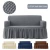 1 /2 /3 /4 Seaters Seersucker Sofa Cover With Skirt Spandex Stretch Couch Covers For Living Room Anti -Dirty Decor Settee Slipcover