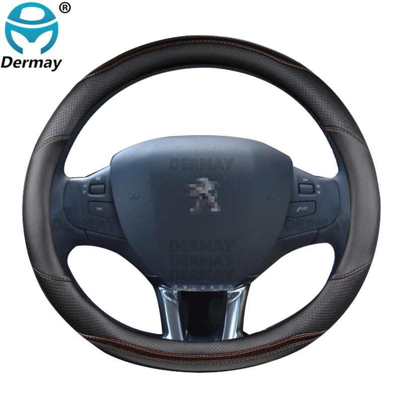 Для Peugeot 208 2012~2018 Чехол на руль автомобиля Углеродное волокно + ПУ Кожа Высокое Качество Бренд Dermay Автоаксессуары интерьер