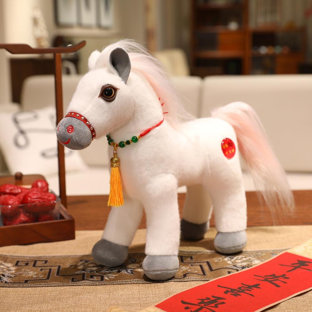 Long Mane Standing Foal Plush Doll Fluffy Tail Cartoon Horse Stuffed Toy Pony Plush Toys Kids Gift