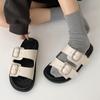 Black Soft Sole Anti Slip Slippers Women's Summer Outside 2024 New Beach Thick Sole Sandals Belt Buckle Slipper Shoes for Women