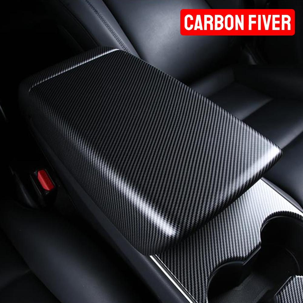 Защитная декорация для Tesla Model 3 Model Y 2019-2025 Матовый черный из углеродного волокна Крышка подлокотника центральной консоли