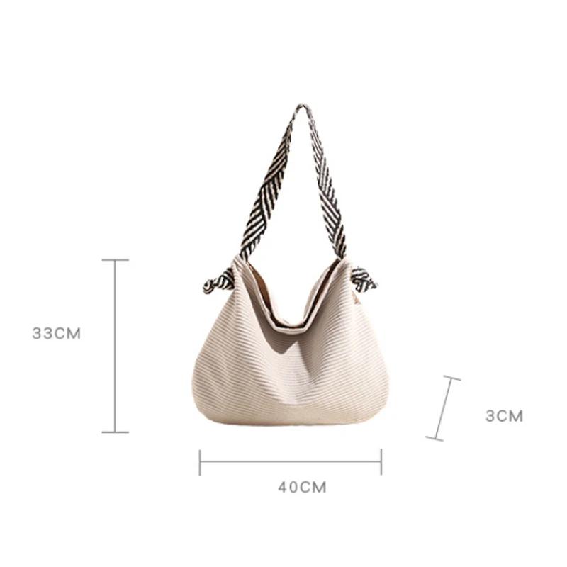 Corduroy Tote Bag For Women Large Capacity Soft Plush Lining Shoulder Handbag Commuting Shopping Daily Use Fashion Purse
