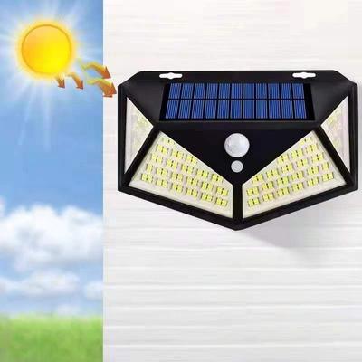 100LED солнечный настенный светильник, уличный светильник, водонепроницаемый датчик движения, солнечный свет, уличный фонарь, садовые перила, декоративная лампа