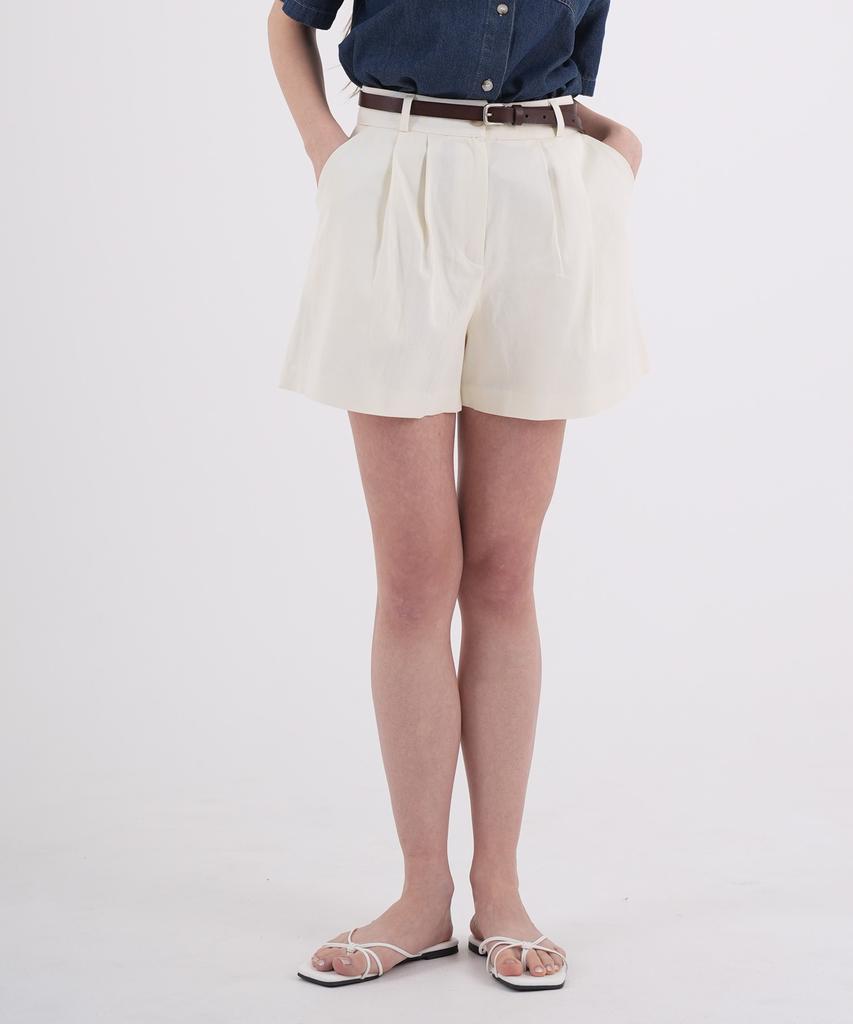 THE-ABON Women'S Cotton Bermuda Shorts Beige
