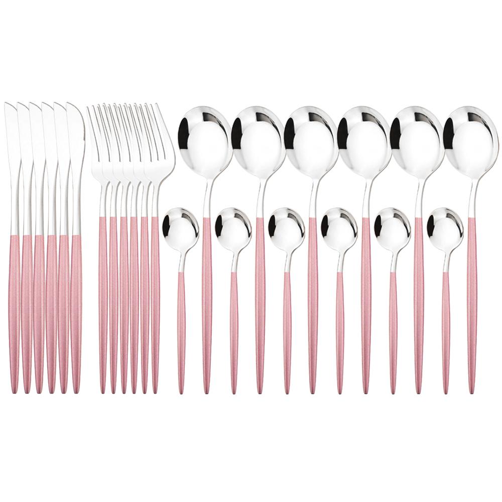 Новинка, 24 шт., мятно-золотой набор столовой посуды, нож, вилка, кофейная ложка, столовые приборы, столовые приборы в стиле вестерн из нержавеющей стали, столовые приборы, столовые приборы Kiechen, серебро