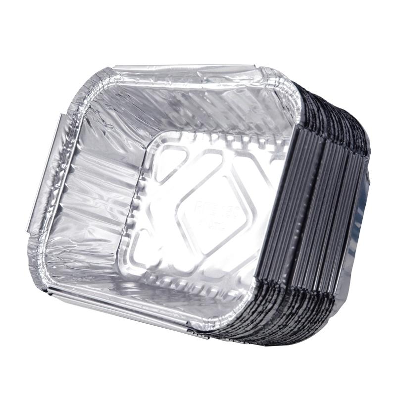 Jinghuisichuang Aluminum Foil Tray [Thickened 410ml Rectangular], Disposable Camping Picnic Foil Plate for Outdoor Cooking, Pack of 20