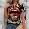 Женская футболка с принтом сексуальной помады и губ, футболка для женщин, модные рок-н-ролльные топы с коротким рукавом, свободные женские футболки большого размера