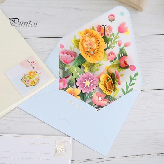 3D вылетающая поздравительная открытка с несколькими красочными цветочными декорами, поздравительная открытка с конвертом, акварельная живопись, рождественский, новогодний подарок